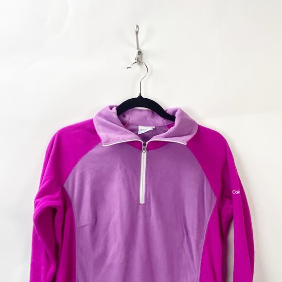 Columbia Medium Womens Purple Fuschia Colorblock Fleece Pullover Sweater Jacket - Picture 2 of 8